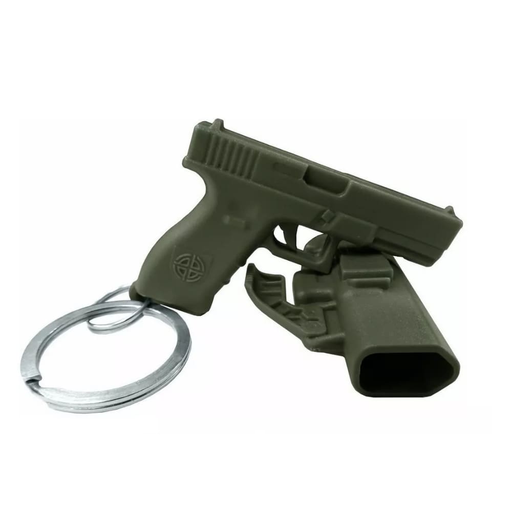 Chaveiro Pt Glock + Coldre Removível Verde