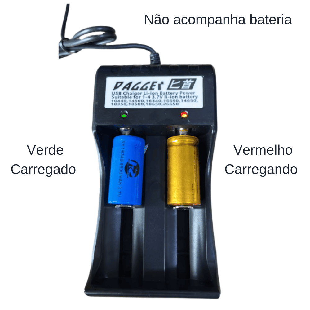 Carregador Duplo USB p/ Bateria Cr123a 3.7v - Imagem 2
